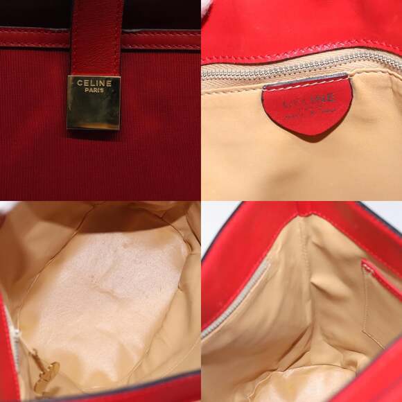 CELINE Hand Bag Red Gold - Picture 11 of 12